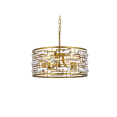 Sybil 5-Light Dimmable Crystal Drum Chandelier