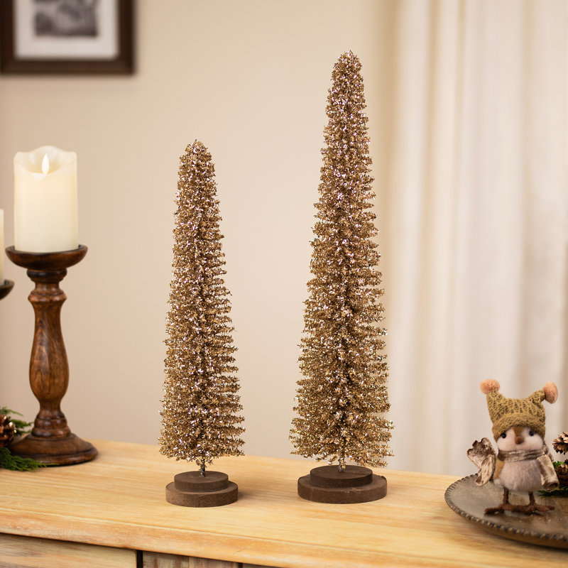 Décorations de Noël scintillantes en forme de guirlande de Noël - 19,5 po - doré - ensemble de 2