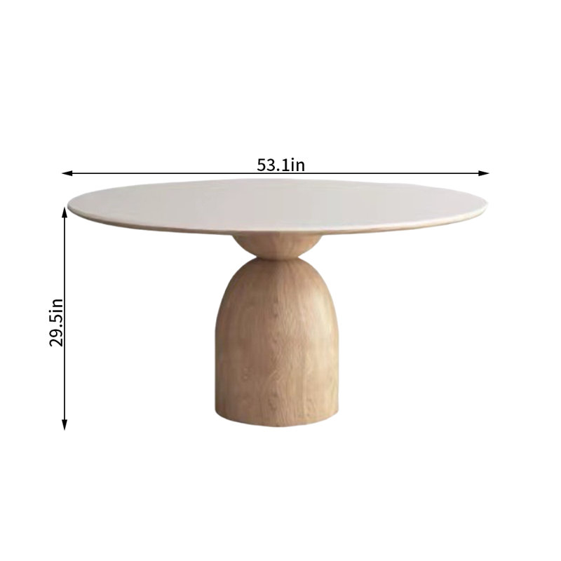 Issaias Solid Wood Rock-Plate Round Dining Table, 29.5"H x 53.1"L x 53.1"W