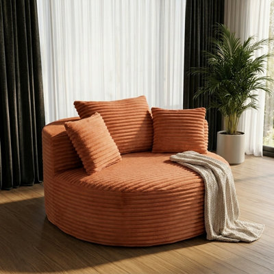 Canapé 46,5 po en velours côtelé Cloud, canapé simple avec rembourrage en mousse haute densité, siège d'appoint rond doux, canapé Cloud modulaire, tissu velours côtelé moelleux, aucun assemblage requis, pour le salon, la chambre à coucher, le coin lecture