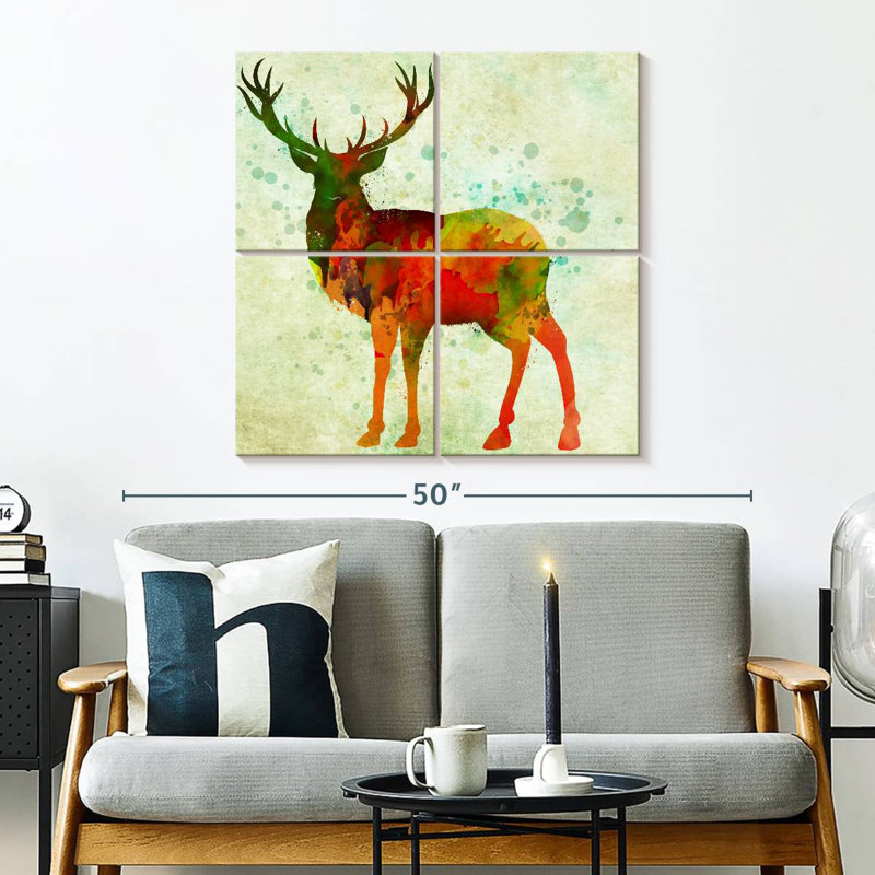 Cerf abstrait, H 32 po x l 32 po