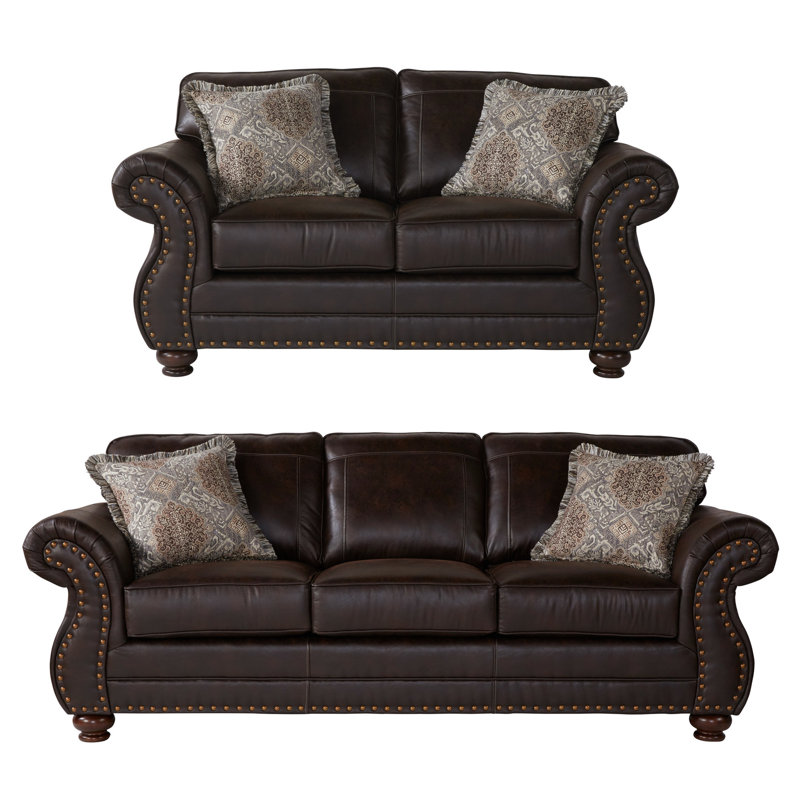 Similicuir rembourré et profond, transitionnel avec coussins décoratifs à garniture cloutée,