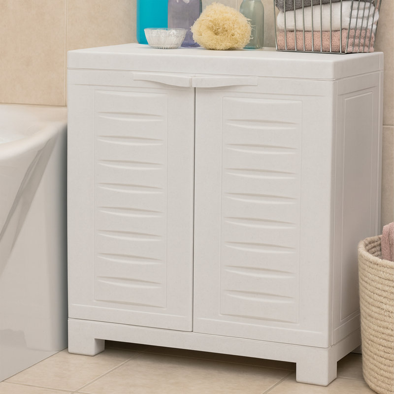 Armoire de rangement de garage autoportante réglable à 1 tablette en plastique de 25,5 po, Blanc moucheté