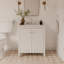 Scalloped 36 Inch Single Bowl Vanity - Light Grey - With Top - Gold Knobs-1938036689-1938036693