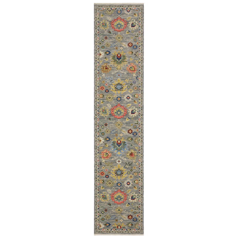 Tapis oriental gris / multicolore Anneli, Tapis de couloir 2 pi 7 po x 12 pi 2 po