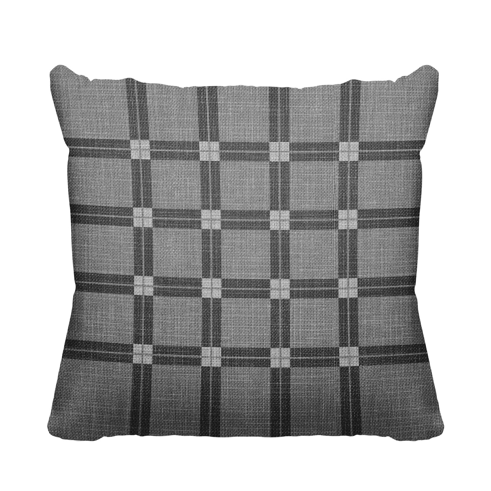 Plaid Indoor/Outdoor Throw Pillow, 17" W x 17" H, Gray