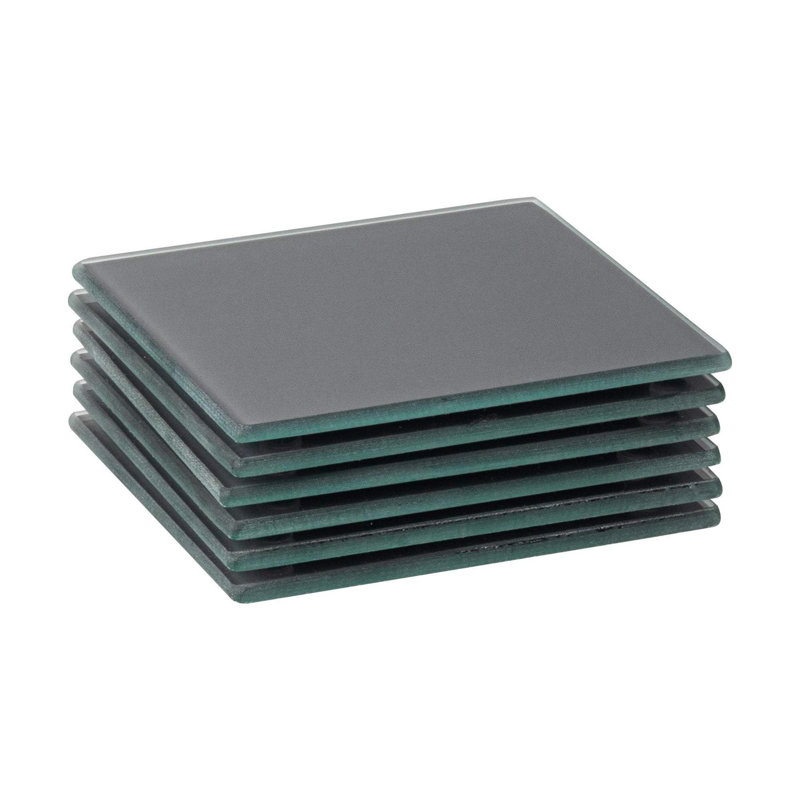 Harbour Housewares - 10cm Square Glass Coasters - Set of 6, Grey