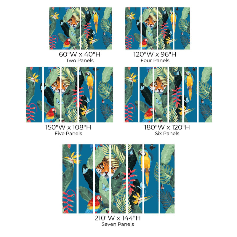 Murale pelez et collez de qualité supérieure - Jungle Tiger, L 108 po x l 150 po