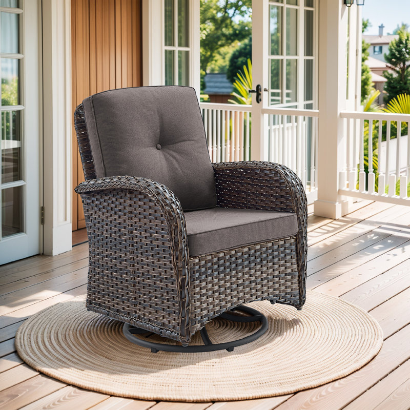 Chaise berçante pivotante avec coussins Braxleigh, Gris, Brun