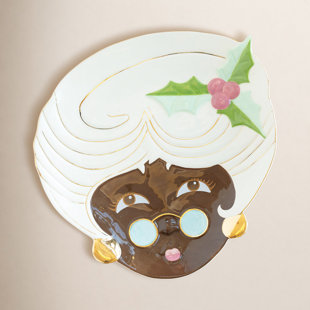 Glitterville Black Mrs Papa Noel Platter