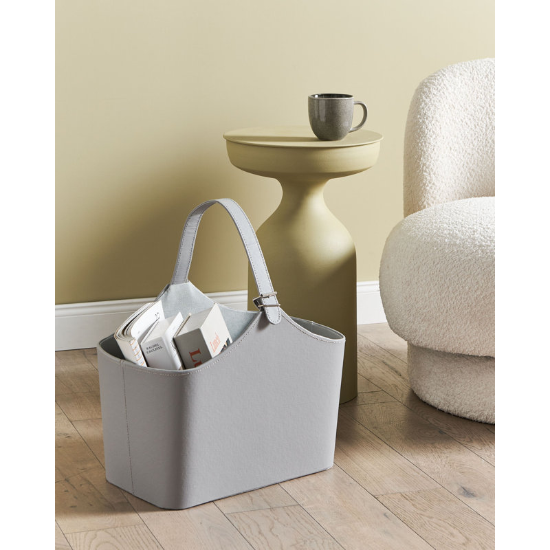 Lark Manor ELAM Faux Leather Decorative Basket, Grey