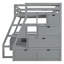 Lit mezzanine double avec 7 tiroirs, 2 tablettes et bureau-506255382