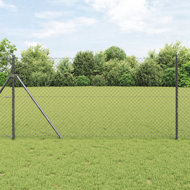 Chain Link Fence Steel, 140cm H x 2500cm W, Grey