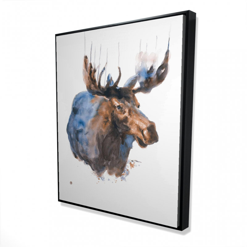 Abstract Blue Moose Print On Canvas