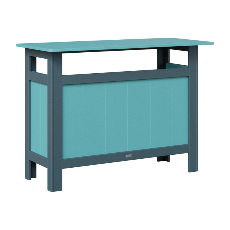 Outdoor Rectangle Bar Table, Slate, Aruba Blue