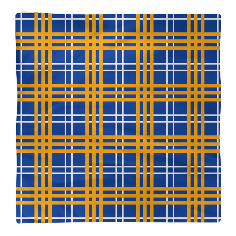 Plaid Square Napkin, Blue/White/Gold, 22" x 22", Cotton