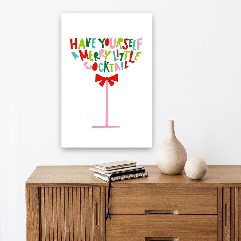Merry Little Cocktail Colorful Modern Winter Wall Art Print by Dominique Vari - Wrapped Canvas Print, 45.72cm H x 30.48cm W