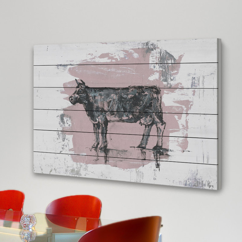 « tranquil cow », reproduction d’art sur bois blanc, H 24 po x l 36 po x P 1,5 po