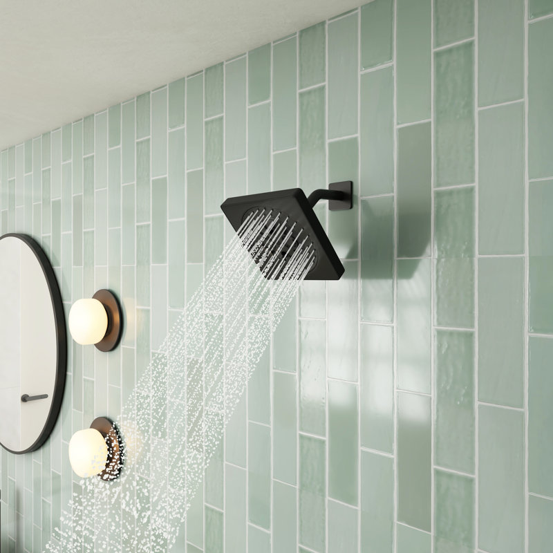 6.5 inch Square 7-Function Replacement Shower Head with Shower Arm & Flange, Matte Black