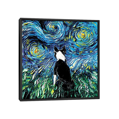 "Boston Terrier Night" par aja Trèves, reproduction d’art