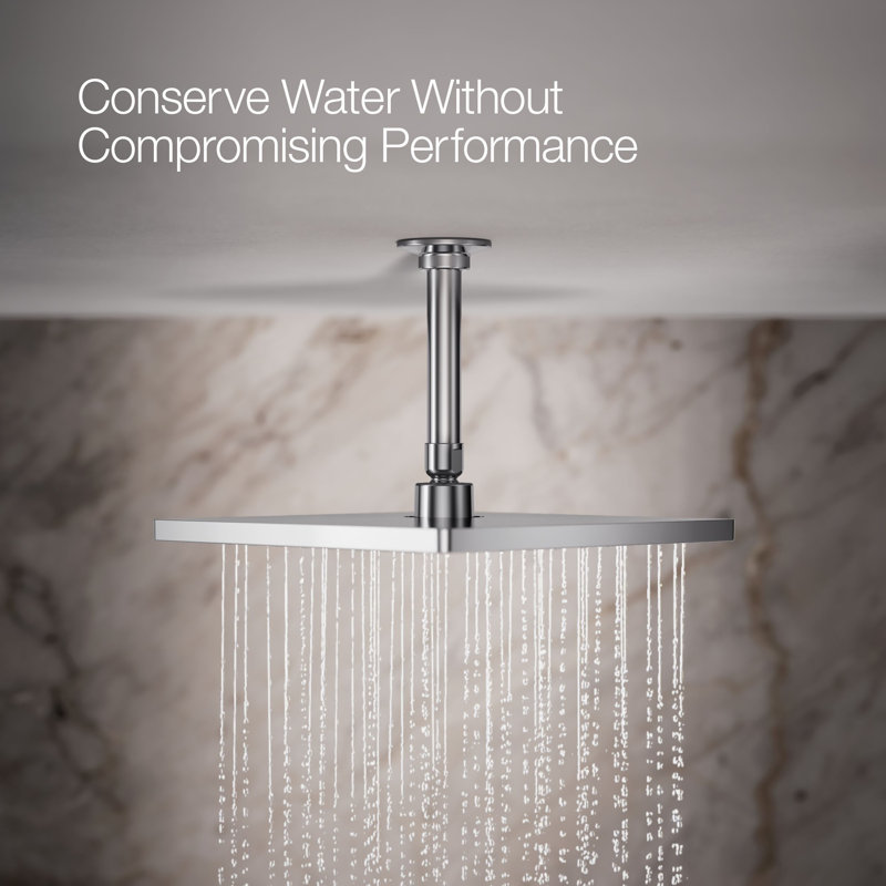 Honesty 10" Single-Function Wall or Ceiling-Mount Square Rainhead, Square Rain Showerhead 1.75 GPM, Polished Chrome