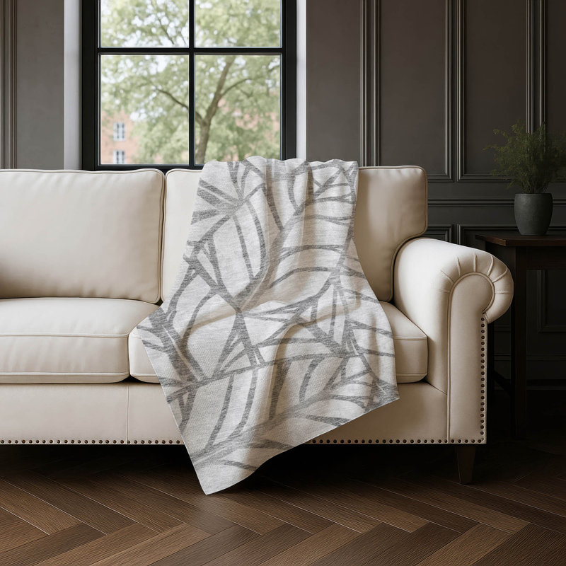 Jeté floral Addison Sherpa ASB741, Gris