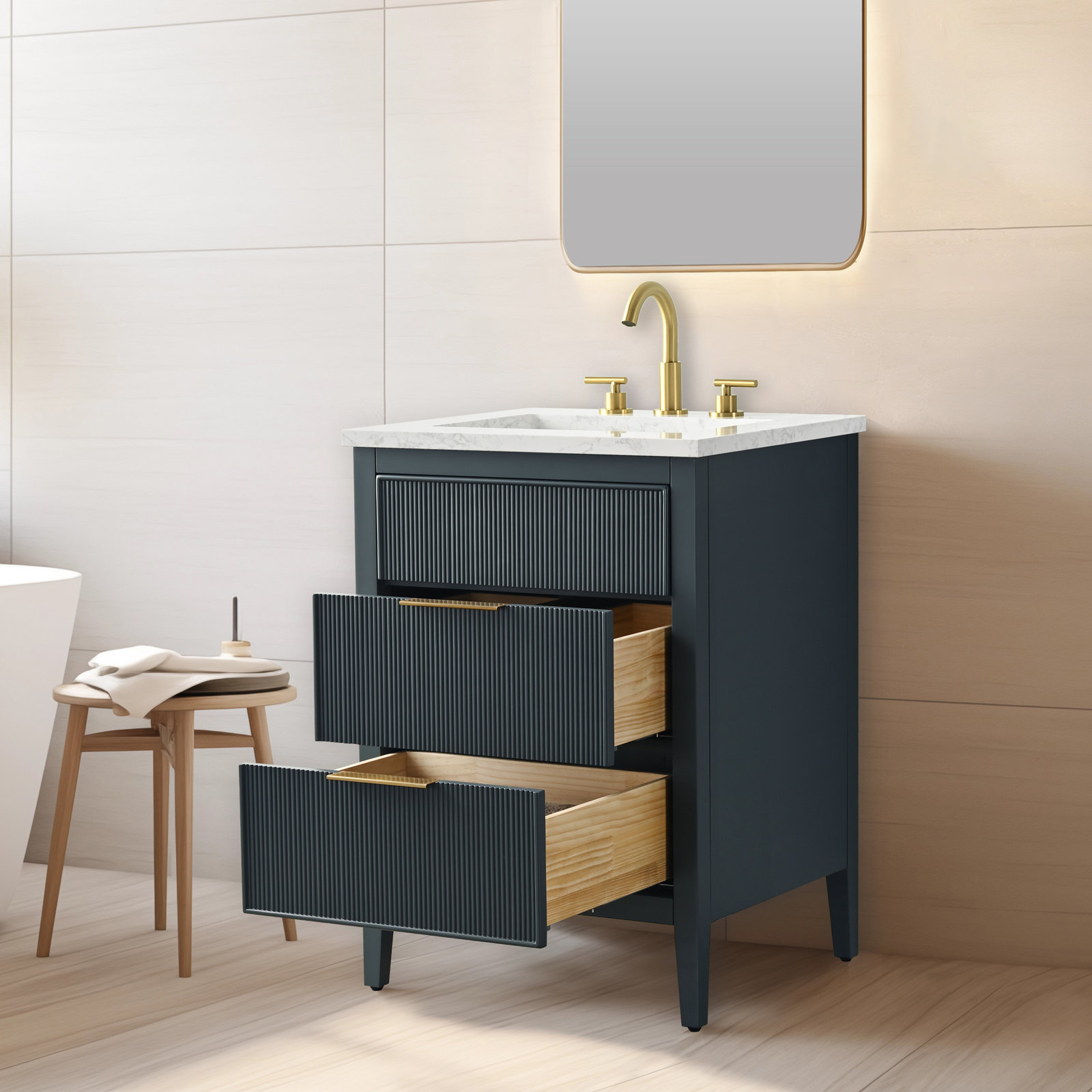 Bilroy 24" Oak Single Bathroom Vanity, Vintage Blue