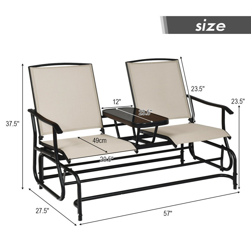 Banc oscillant pour 2 personnes Auyeung, Beige