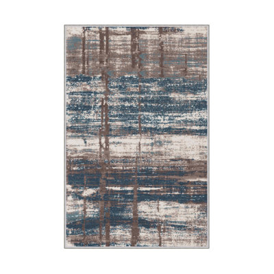 Antibacterial Woven Carpet (2.6 x 4.0 ft), 100% Polyester, 0.3 in Pile Height | Non-Slip PVC Dot Underside, 3D Digital Printing | Machine Washable, Easy Care for Living Room, Bedroom & Office