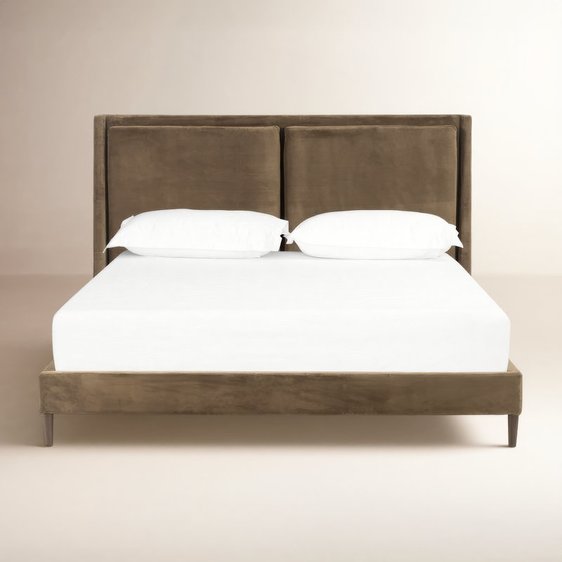 Aurelle Upholstered Wingback Bed, King, Surrey Olive