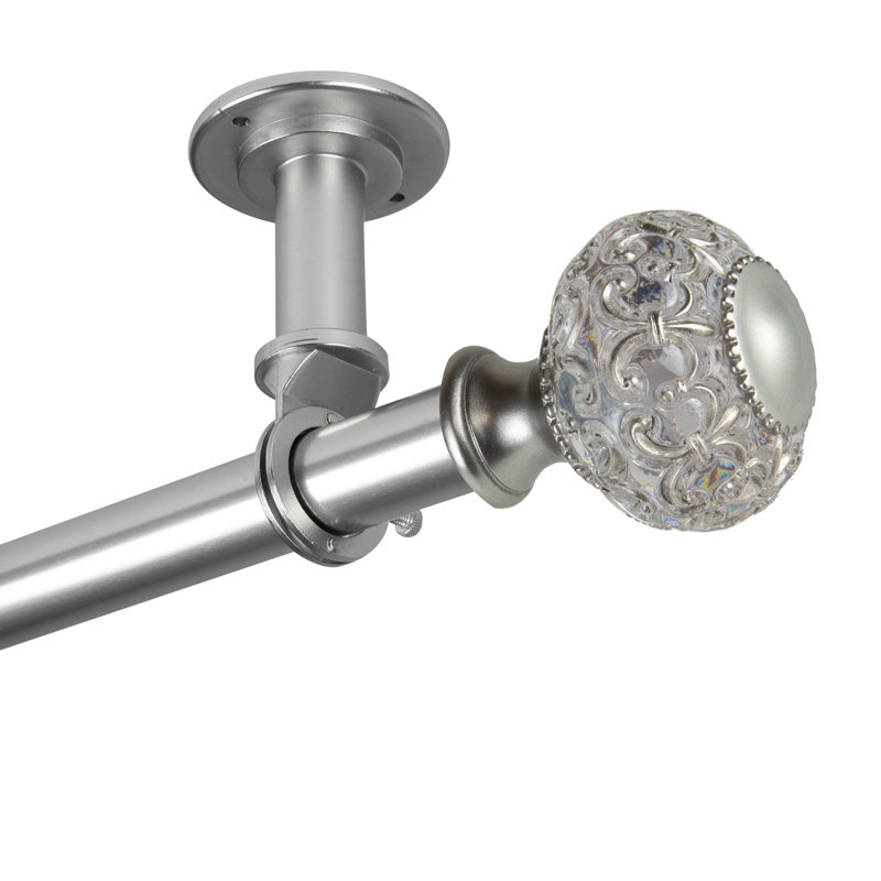 Tringle à rideaux simple réglable Allora, Nickel satiné, 160" - 240"