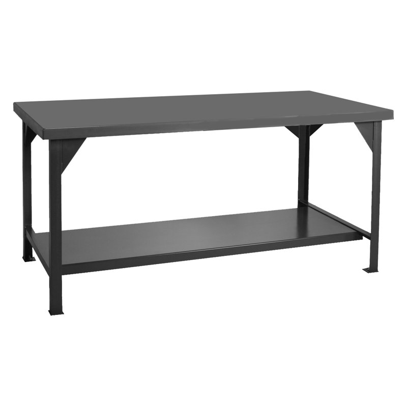 Établi avec plan de travail en acier épais, H 34 po x l 72 po x P 36 po