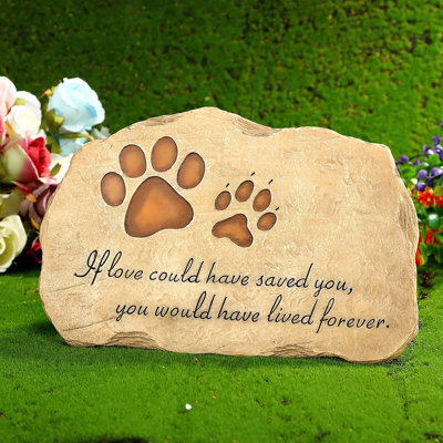 Dog Memorial Stone Dog Garden Memorial Stone Paw Prints Pet Headstone Resin Grave Marker Pet Loss Gifts Sympathy Gifts For Indoor Outdoor, 11 X 7.5 Inch