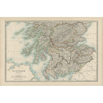 Johnston's Map Of Scotland by Johnston - Wrapped Canvas Print