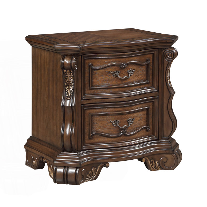 Formal Traditional Nightstand With 2 Drawers