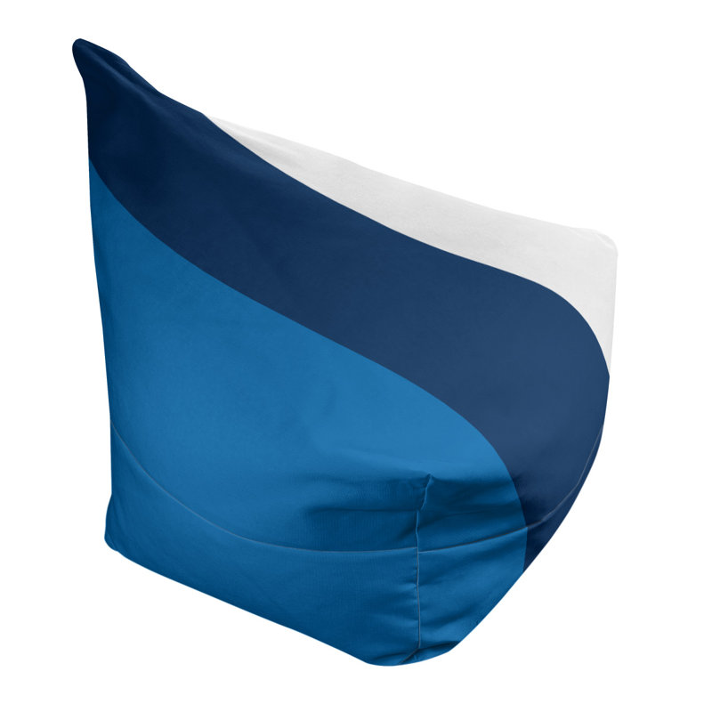 Bean Bag Chair & Lounger, Blue/Navy/White, 31" x 38" x 42"