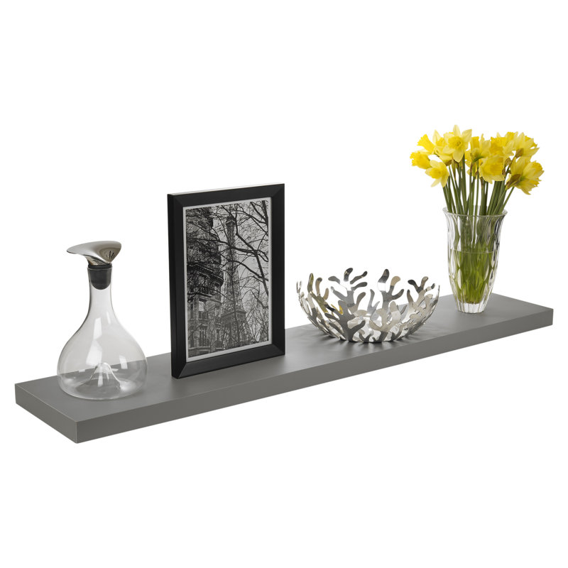 3 Piece Floating Shelf, 4cm H x 120cm W x 23.5cm D, Grey