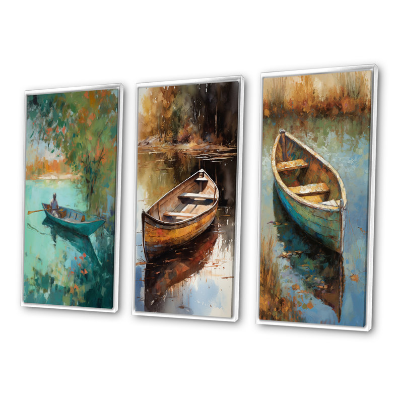 Ensemble de 3 pièces Autumn Lake, Cadre flottant blanc, H 20 po x l 36 po
