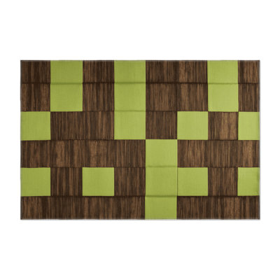 Checkered Green Indoor and Outdoor Area Rug