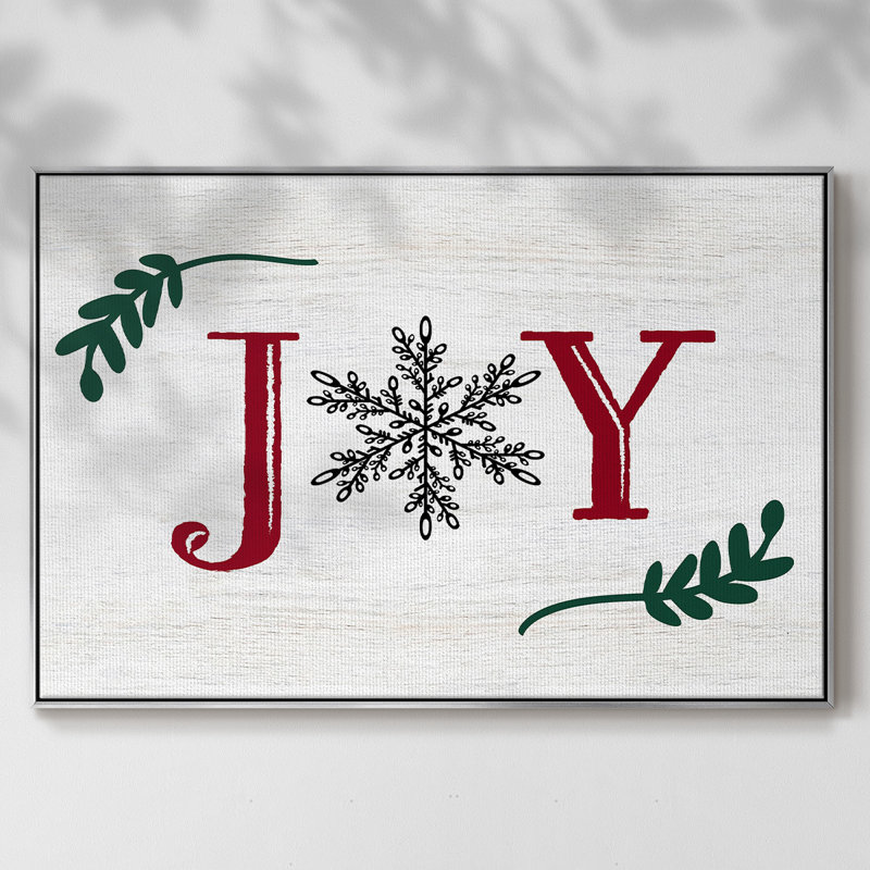 Joy, flocon de neige, Toile avec cadre argenté, H 17 po x l 25 po x P 2 po