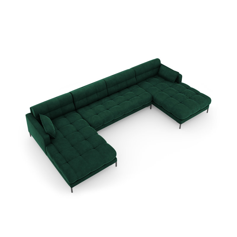 Adoraim 6 Seater Large Corner Sofa , Green, Black