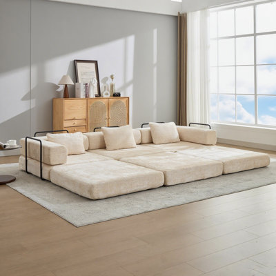 Compression Sofa,Convertible Floor Sofa Bed with Fixed-Shape Frame, Boneless Modular Sectional Sofa,No Assembly Required,Chenille fabric,for Living Ro by Wrought Studio