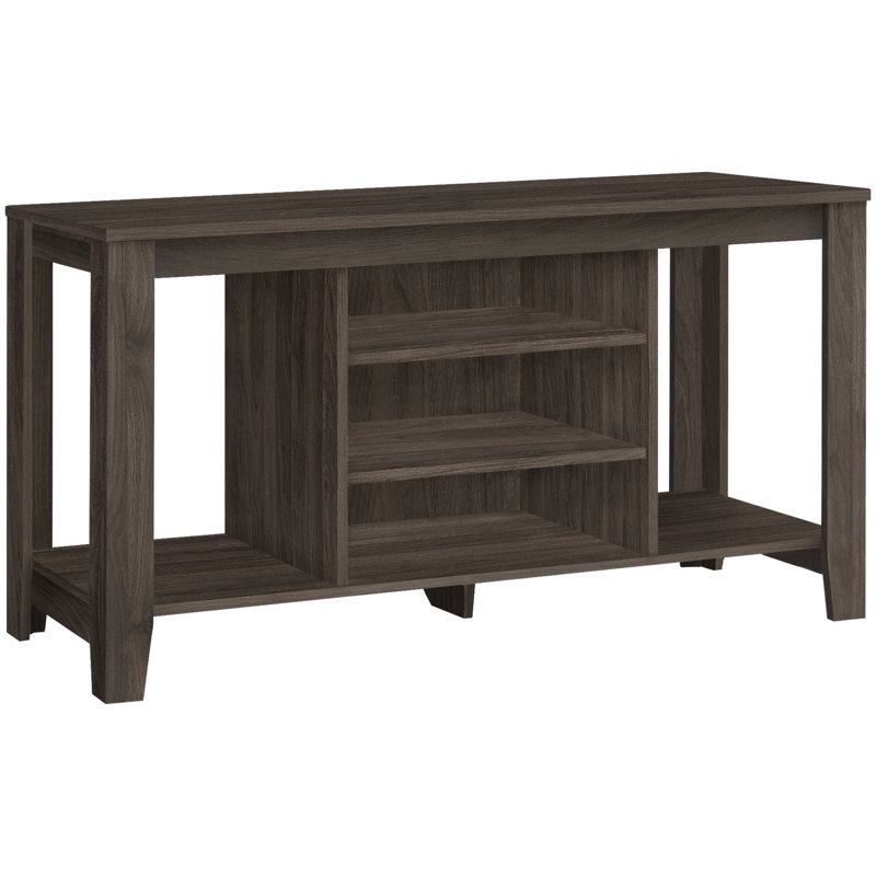 Console multimédia 48 po - Meuble télé moderne avec tablettes réglables, rangement de 48 po au fini brun stratifié