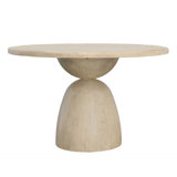 Balak Reclaimed Pine Round Modern Hourglass Bistro Dining Table