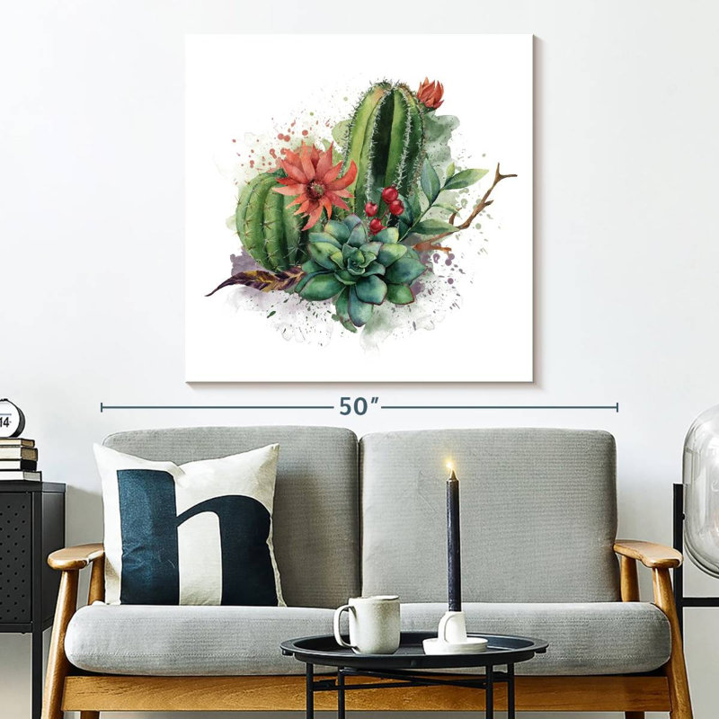 Harnek succulentes et éclaboussures de cactus, H 33 po x l 33 po