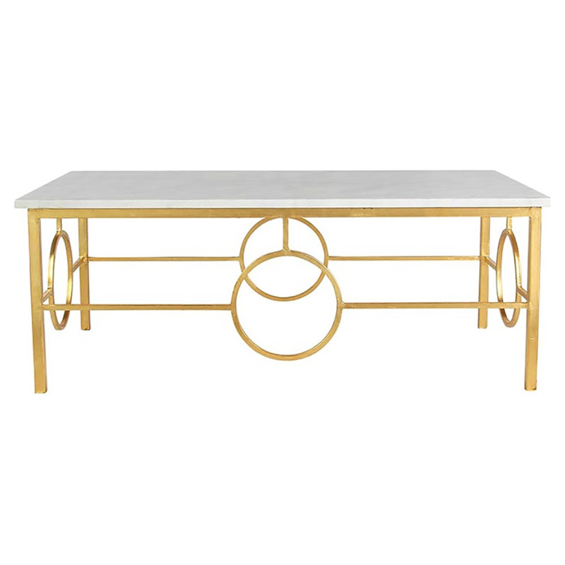 Table basse Milano, Feuille d’or, Marbre de Carrare