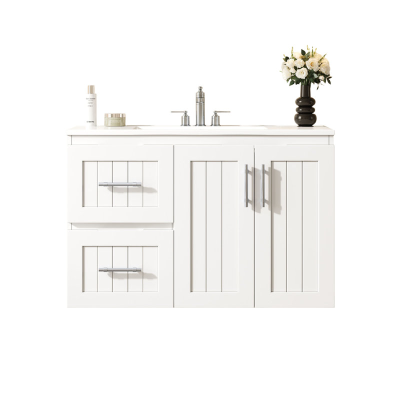 Meuble-lavabo mural moderne 36 po, Blanc
