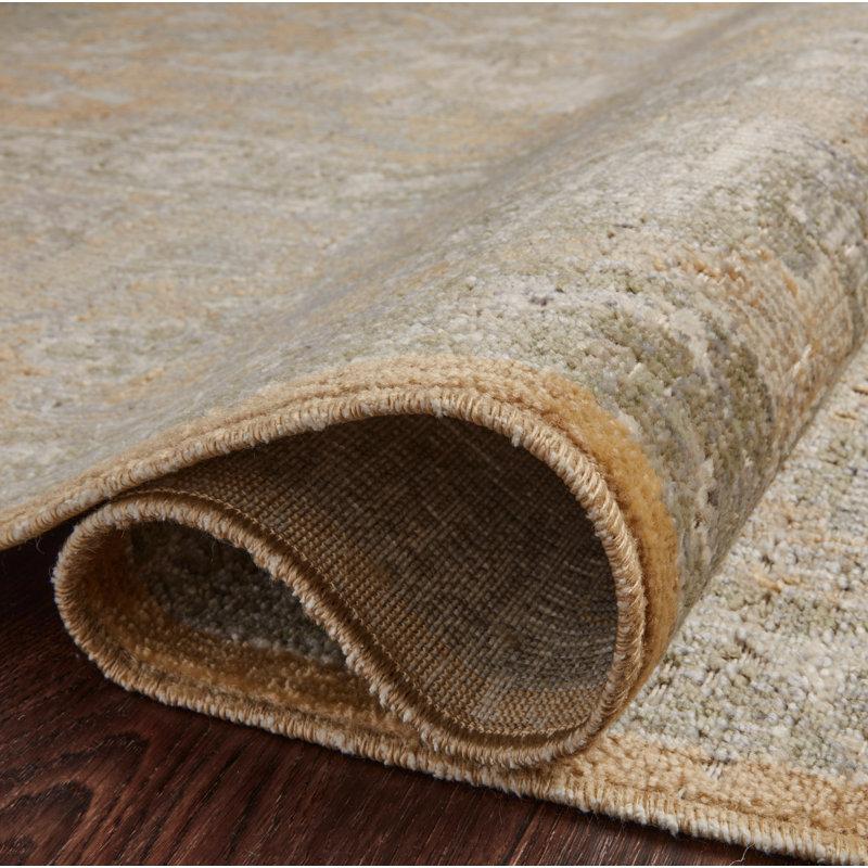 Chris Loves Julia x Loloi Rosemarie Oriental Gold/Sand Area Rug, Rectangle 6'3" x 9'