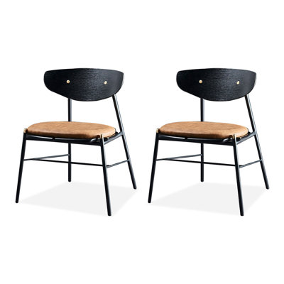 Black Solid back side Chair(Set of 2)