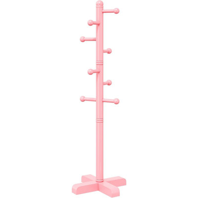 Freestanding Coat Rack With Adjustable Height – Pink – 8-Hook Design / Tree-Style Frame / Modern Look